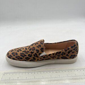 ZXD Brown Leopard Chic Chunky Low Heel Loafer Square Toe Slip On Shoe